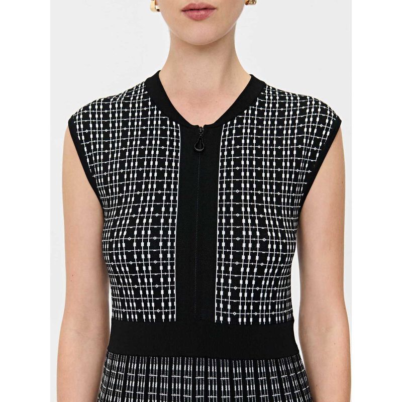 Veronika Maine Contrast Trim Pleated Knit Dress image number 2
